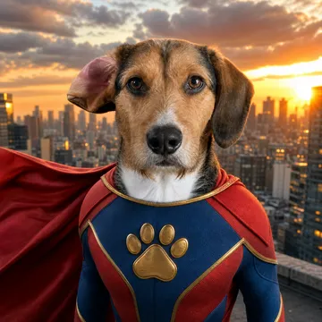 Superhero pet portrait example